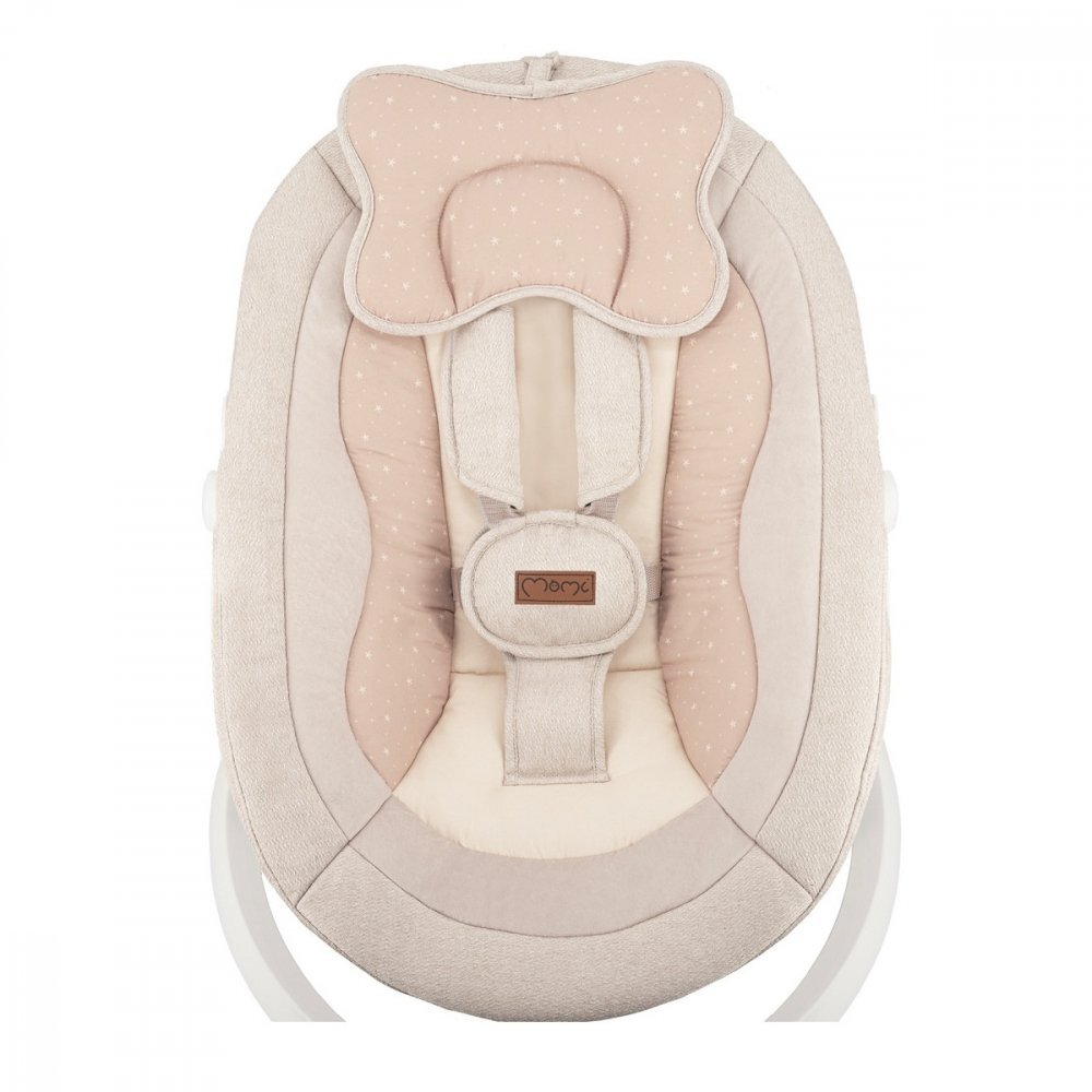 Momi Balansoar electric pentru bebelusi Pearl Beige cu sezut rotativ 360 grade