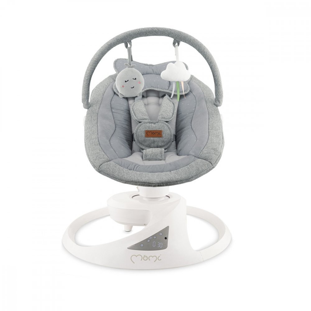 Momi Balansoar electric pentru bebelusi Pearl Grey cu sezut rotativ 360 grade