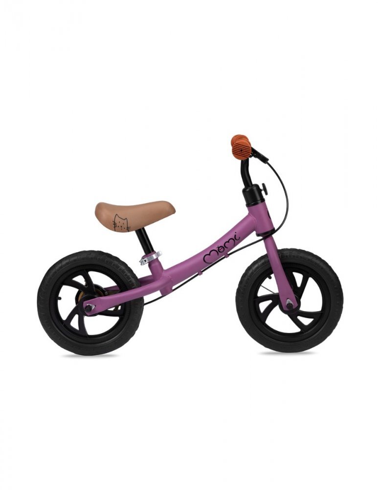 Momi Bicicleta copii fara pedale Breki Purple 12 inch cadru usor roti mari din spuma EVA scaun moale reglabil de la 3 ani sarcina maxima 25 kg frana de mana ghidon reglabil pe inaltime