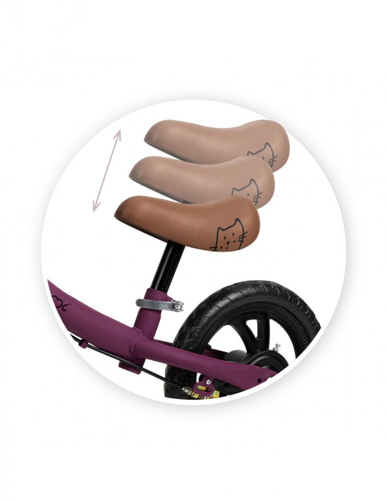 Momi Bicicleta copii fara pedale Breki Purple 12 inch cadru usor roti mari din spuma EVA scaun moale reglabil de la 3 ani sarcina maxima 25 kg frana de mana ghidon reglabil pe inaltime