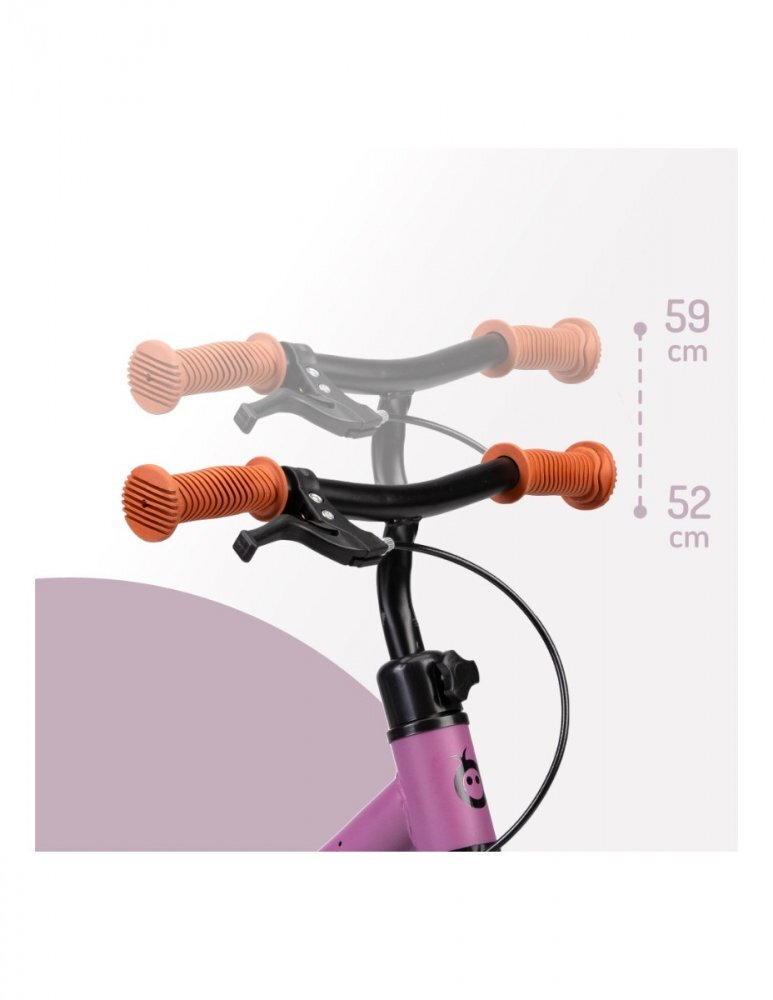Momi Bicicleta copii fara pedale Breki Purple 12 inch cadru usor roti mari din spuma EVA scaun moale reglabil de la 3 ani sarcina maxima 25 kg frana de mana ghidon reglabil pe inaltime