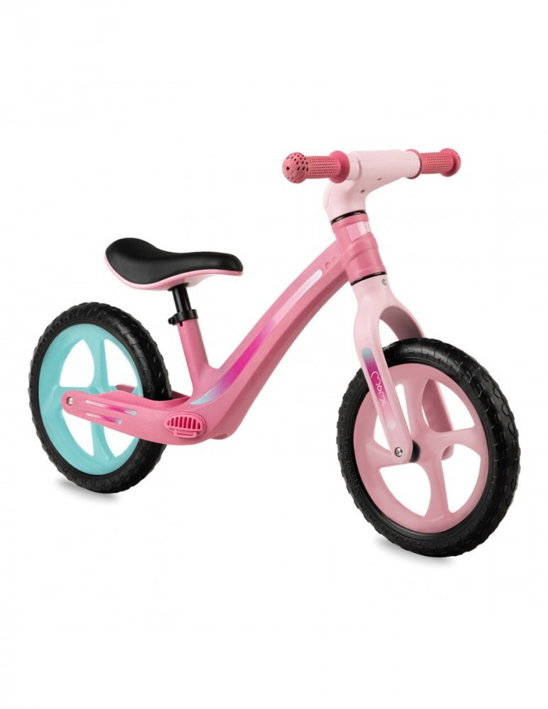 Momi Bicicleta copii fara pedale Mizo Pink 12 inch foarte usoara roti din spuma EVA scaun reglabil de la 33-40 cm greutate maxima admisa 25 kg de la 3 ani