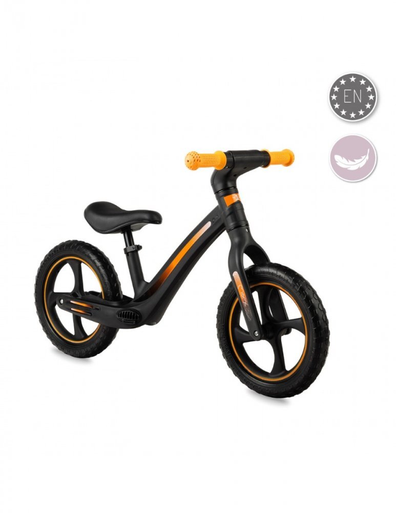Momi Bicicleta fara pedale Mizo Black 12 inch foarte usoara roti din spuma EVA scaun reglabil de la 33-40 cm greutate maxima admisa 25 kg de la 3 ani