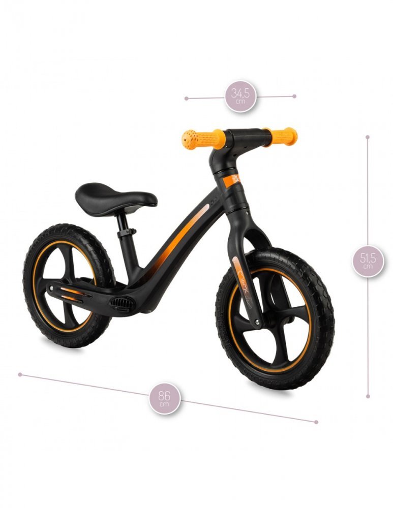 Momi Bicicleta fara pedale Mizo Black 12 inch foarte usoara roti din spuma EVA scaun reglabil de la 33-40 cm greutate maxima admisa 25 kg de la 3 ani