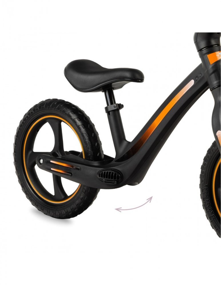 Momi Bicicleta fara pedale Mizo Black 12 inch foarte usoara roti din spuma EVA scaun reglabil de la 33-40 cm greutate maxima admisa 25 kg de la 3 ani