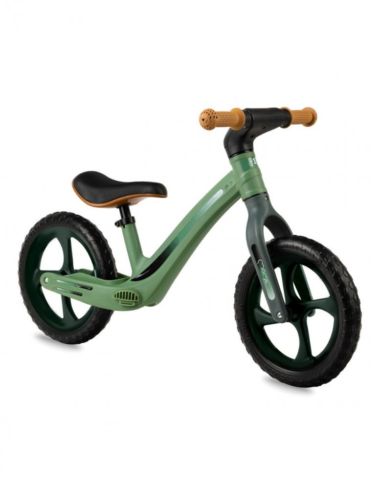 Momi Bicicleta fara pedale Mizo Khaki 12 inch foarte usoara roti din spuma EVA scaun reglabil de la 33-40 cm greutate maxima admisa 25 kg de la 3 ani