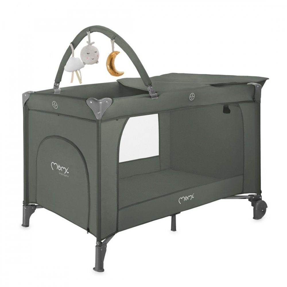 Momi Patut pliabil cu doua nivele si masuta de infasat 120x60 cm Belove Plus Green