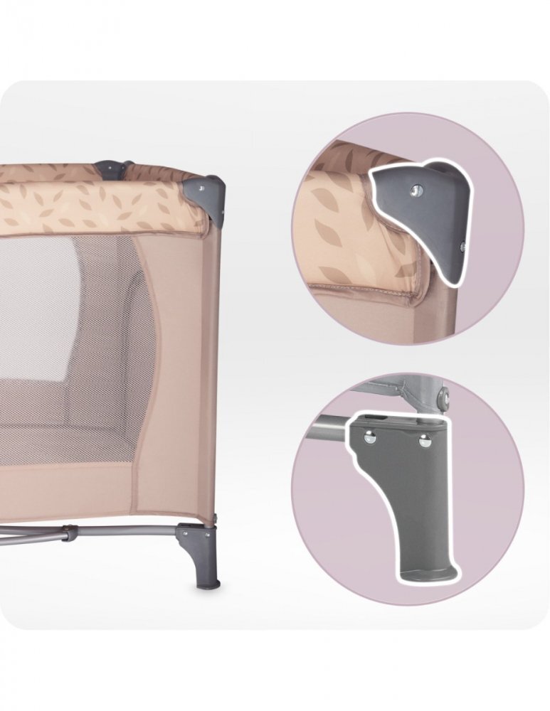 Momi Patut pliabil pentru copii Belove Beige 60x120 cm cu roti usita cu fermoar geanta de transport