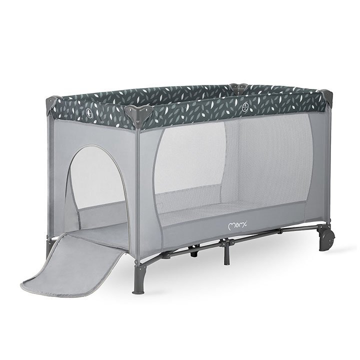 Momi Patut pliabil pentru copii Belove Grey 60x120 cm cu roti usita cu fermoar geanta de transport
