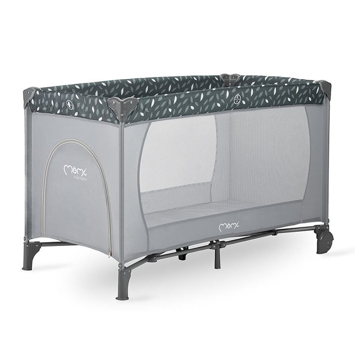 Momi Patut pliabil pentru copii Belove Grey 60x120 cm cu roti usita cu fermoar geanta de transport