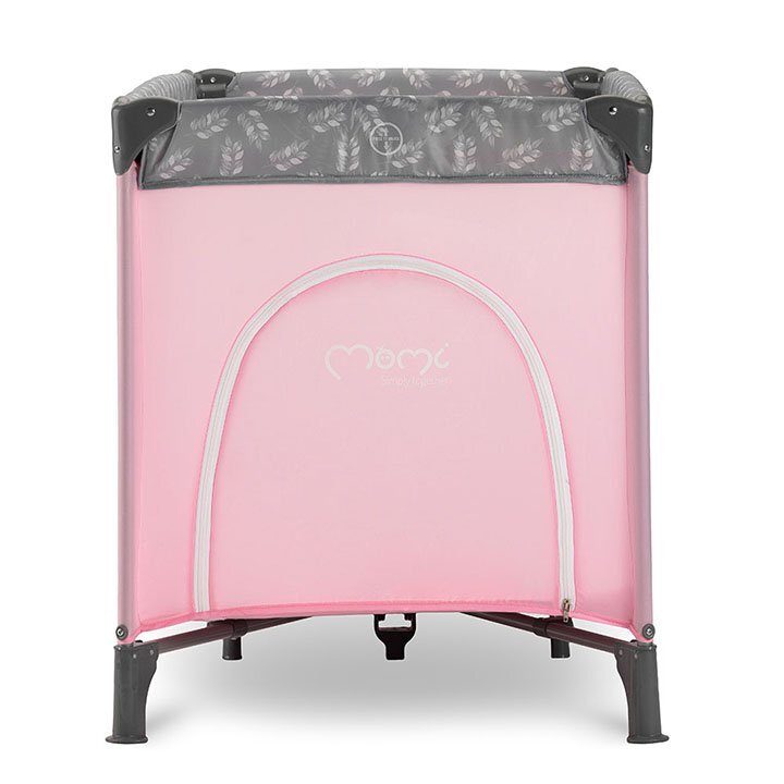 Momi Patut pliabil pentru copii Belove Pink 60x120 cm cu roti usita cu fermoar geanta de transport
