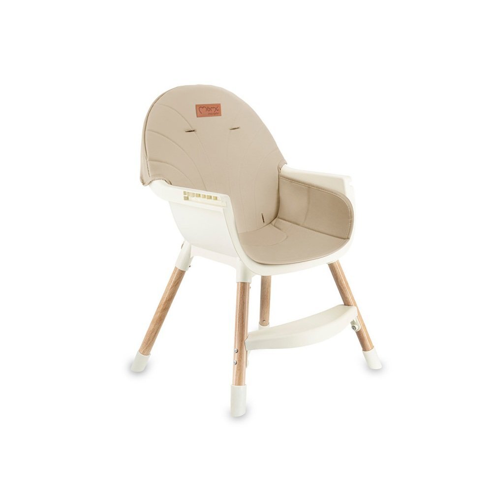 Momi Scaun de masa pentru copii Reki Beige husa detasabila din piele ecologica suport pentru picioare tava reglabila jucarie cu ventuza
