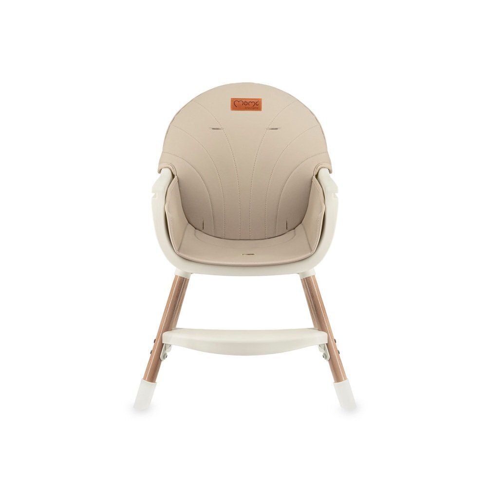 Momi Scaun de masa pentru copii Reki Beige husa detasabila din piele ecologica suport pentru picioare tava reglabila jucarie cu ventuza