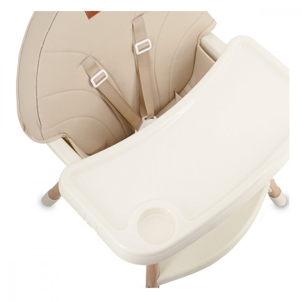 Momi Scaun de masa pentru copii Reki Beige husa detasabila din piele ecologica suport pentru picioare tava reglabila jucarie cu ventuza