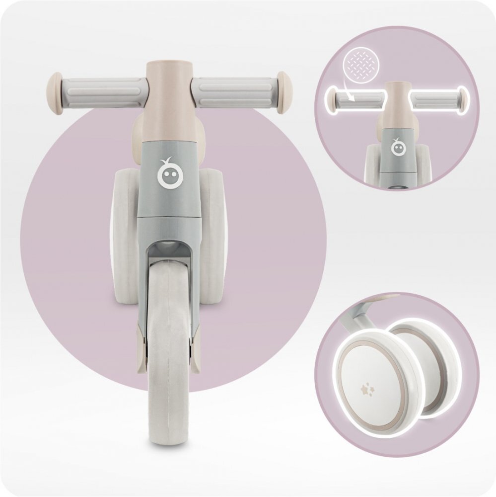 Momi Tricicleta fara pedale pentru copii Tedi Grey recomandata de la 1 an pana la greutatea maxima de 25 kg stabila roti sigure pentru podea usoara cadru robust