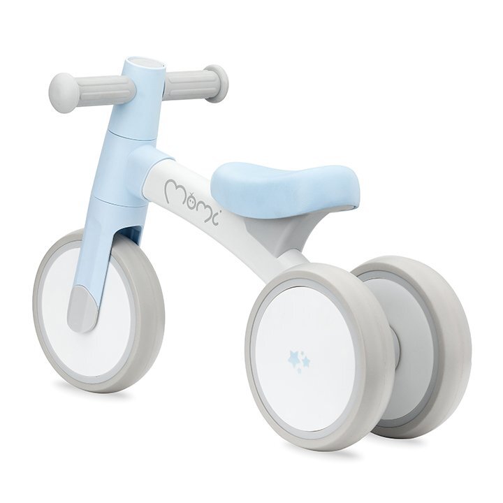 Momi Tricicleta fara pedale pentru copii Tedi Light Blue recomandata de la 1 an pana la greutatea maxima de 25 kg stabila roti sigure pentru podea usoara cadru robust