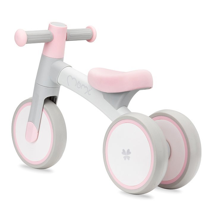 Momi Tricicleta fara pedale pentru copii Tedi Pink recomandata de la 1 an pana la greutatea maxima de 25 kg stabila roti sigure pentru podea usoara cadru robust