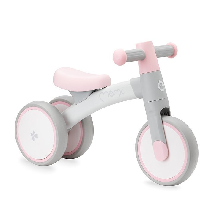 Momi Tricicleta fara pedale pentru copii Tedi Pink recomandata de la 1 an pana la greutatea maxima de 25 kg stabila roti sigure pentru podea usoara cadru robust