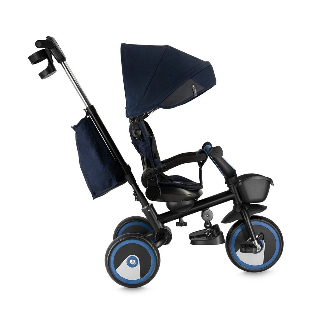 Momi Tricicleta pentru copii ivi Navy Blue multifunctionala 3 in 1 cu scaun reversibil maner telescopic accesorii incluse