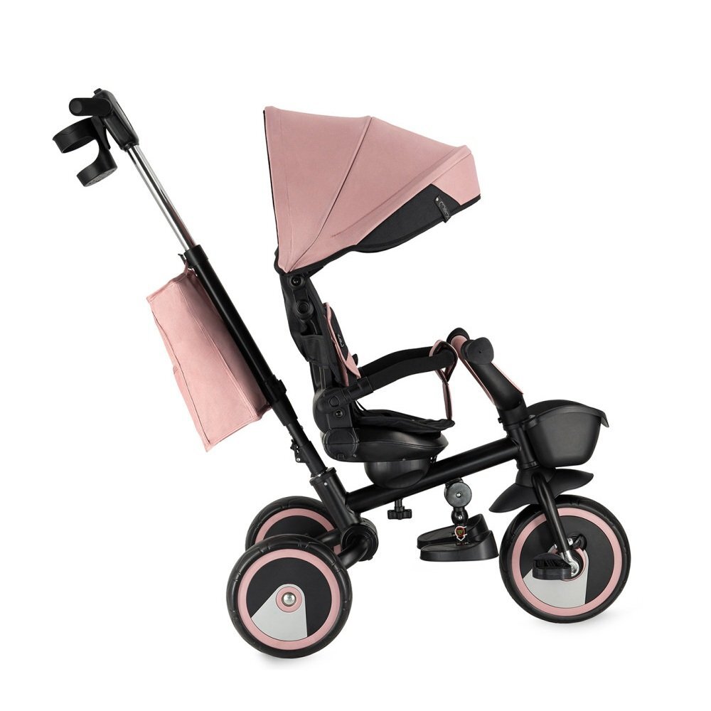 Momi Tricicleta pentru copii ivi Pink multifunctionala 3 in 1 cu scaun reversibil maner telescopic accesorii incluse