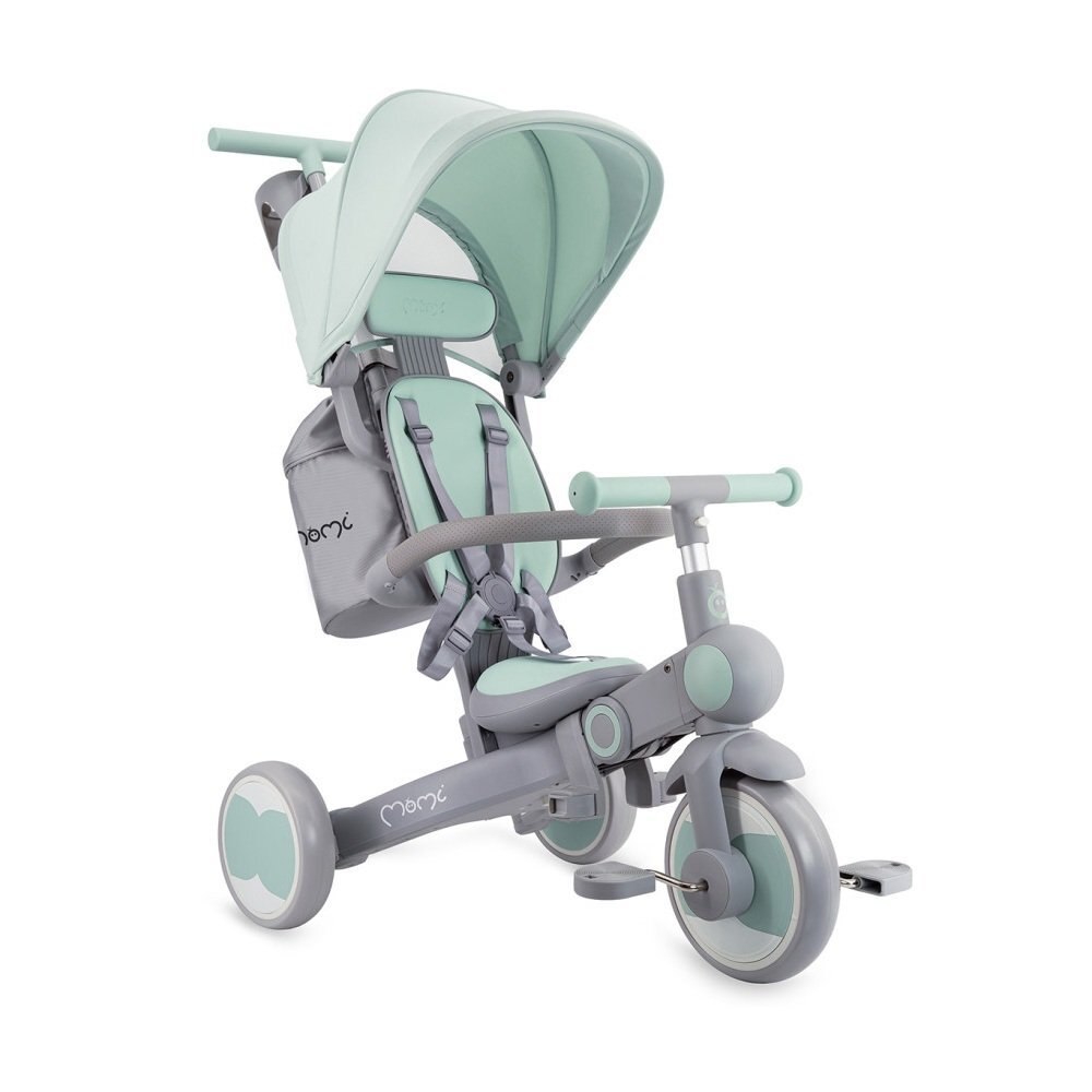 Momi Tricicleta pentru copii Solivia Green 4 in 1 transformabila maner telescopic roti pivotante scaun reglabil greutate suportata 25 kg