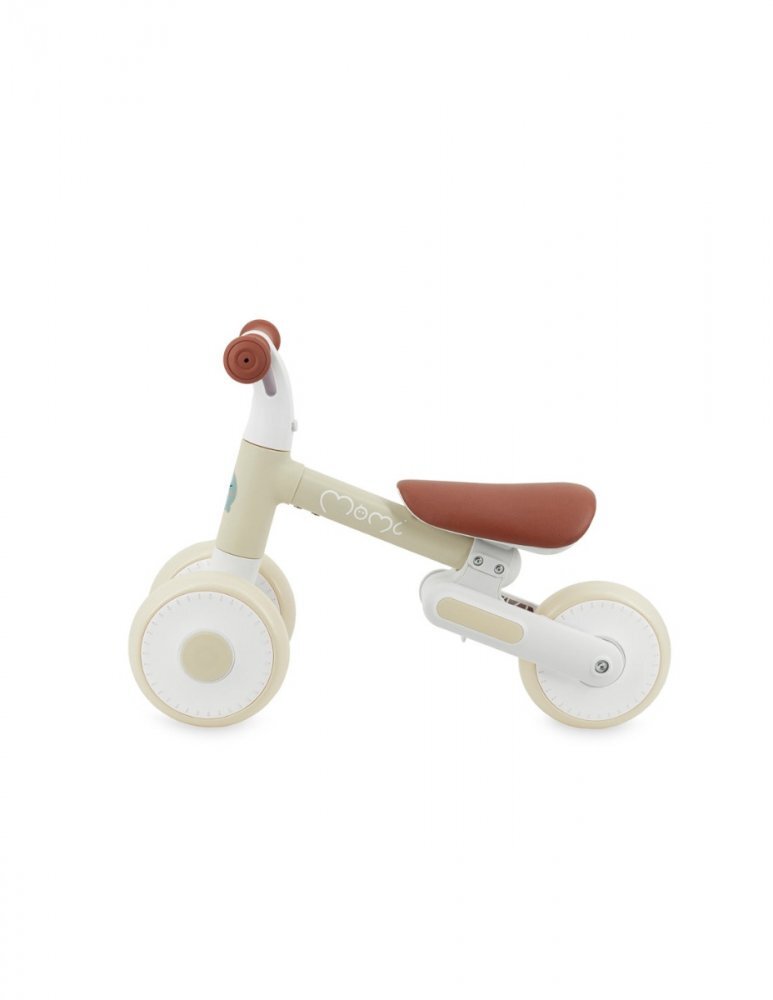 Momi Tricicleta pliabila fara pedale Dex beige cadru pliabil scaun reglabil in 2 pozitii roti din cauciuc Eva greutate maxim admisa 20 kg recomandata copiilor de la 1 an