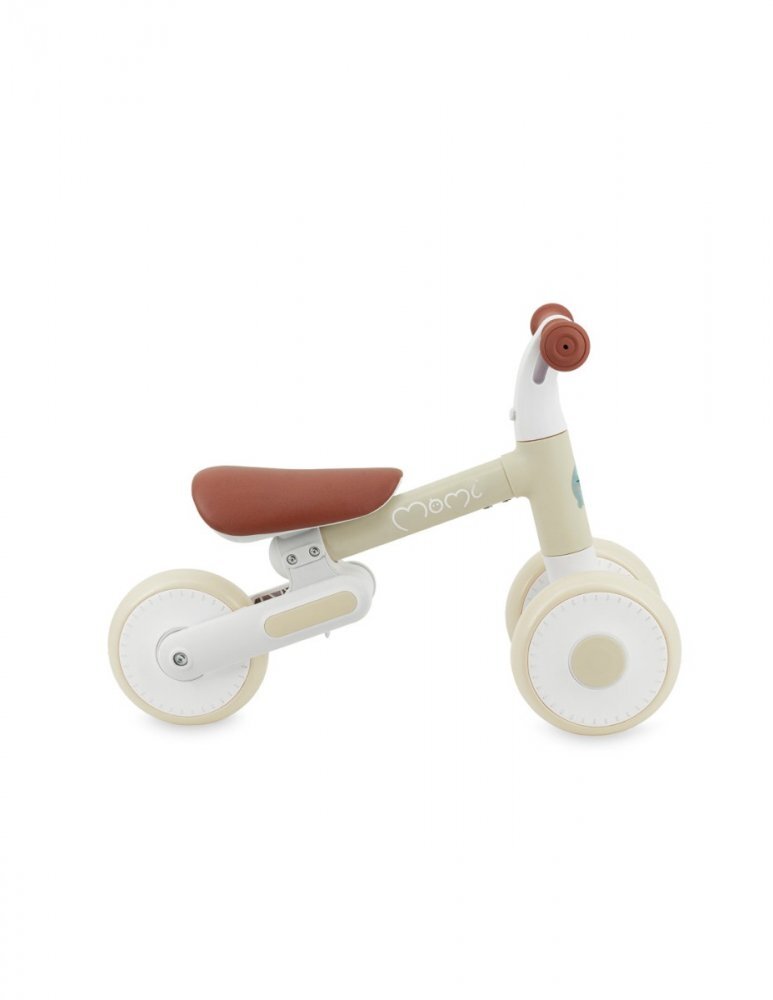Momi Tricicleta pliabila fara pedale Dex beige cadru pliabil scaun reglabil in 2 pozitii roti din cauciuc Eva greutate maxim admisa 20 kg recomandata copiilor de la 1 an