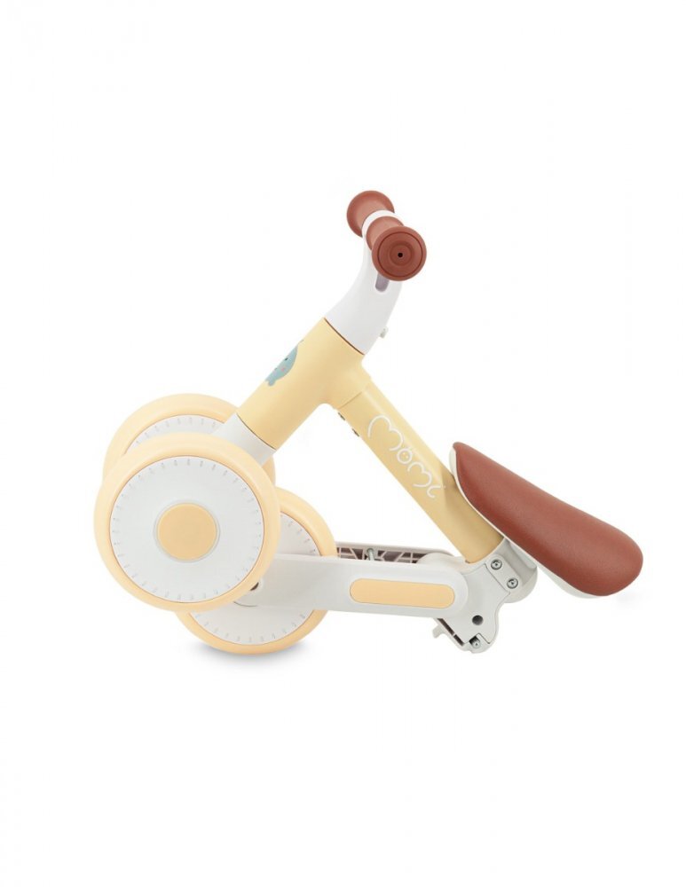 Momi Tricicleta pliabila fara pedale Dex yellow cadru pliabil scaun reglabil in 2 pozitii roti din cauciuc Eva greutate maxim admisa 20 kg recomandata copiilor de la 1 an