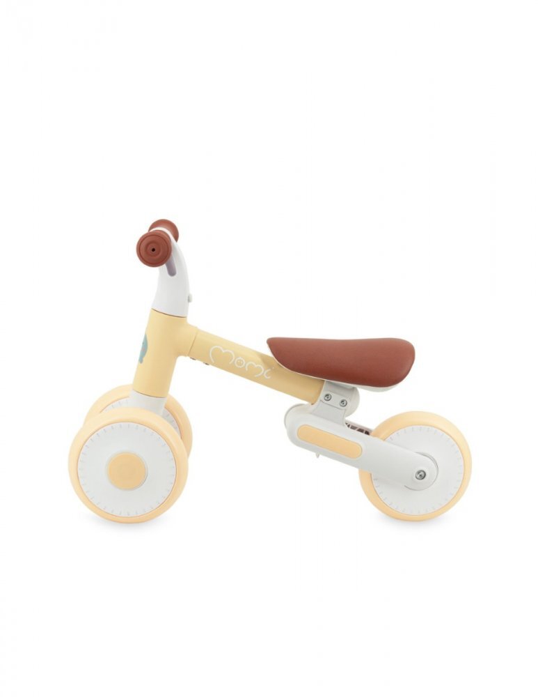 Momi Tricicleta pliabila fara pedale Dex yellow cadru pliabil scaun reglabil in 2 pozitii roti din cauciuc Eva greutate maxim admisa 20 kg recomandata copiilor de la 1 an