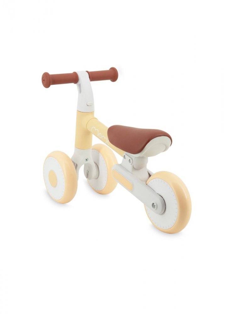 Momi Tricicleta pliabila fara pedale Dex yellow cadru pliabil scaun reglabil in 2 pozitii roti din cauciuc Eva greutate maxim admisa 20 kg recomandata copiilor de la 1 an