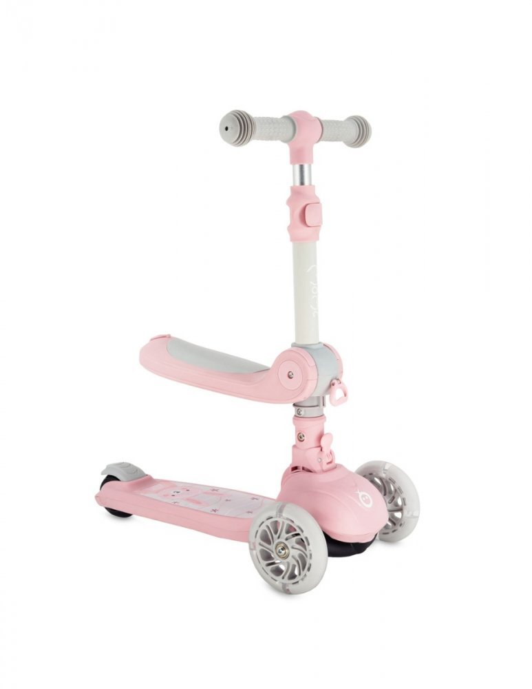 Momi Trotineta pentru copii Debe Pink transformabila cadru si sezut pliabil lumini led