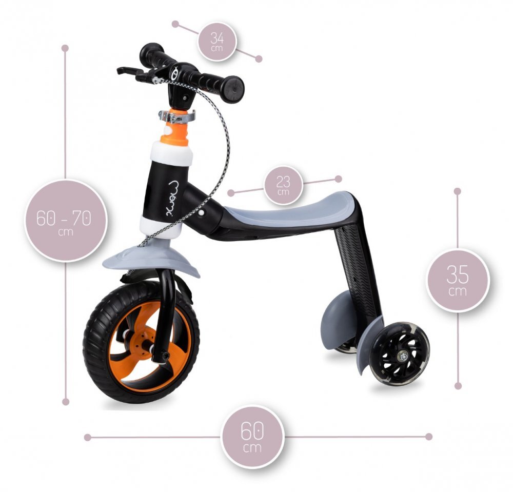 Momi Trotineta transformabila 2 in 1 Elios Black lumini LED ghidon reglabil platforma antiderapanta greutate suportata 25 kg
