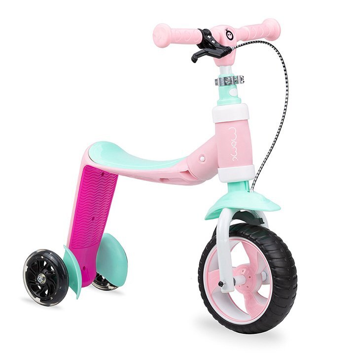 Momi Trotineta transformabila 2 in 1 Elios Pink lumini LED ghidon reglabil platforma antiderapanta greutate suportata 25 kg