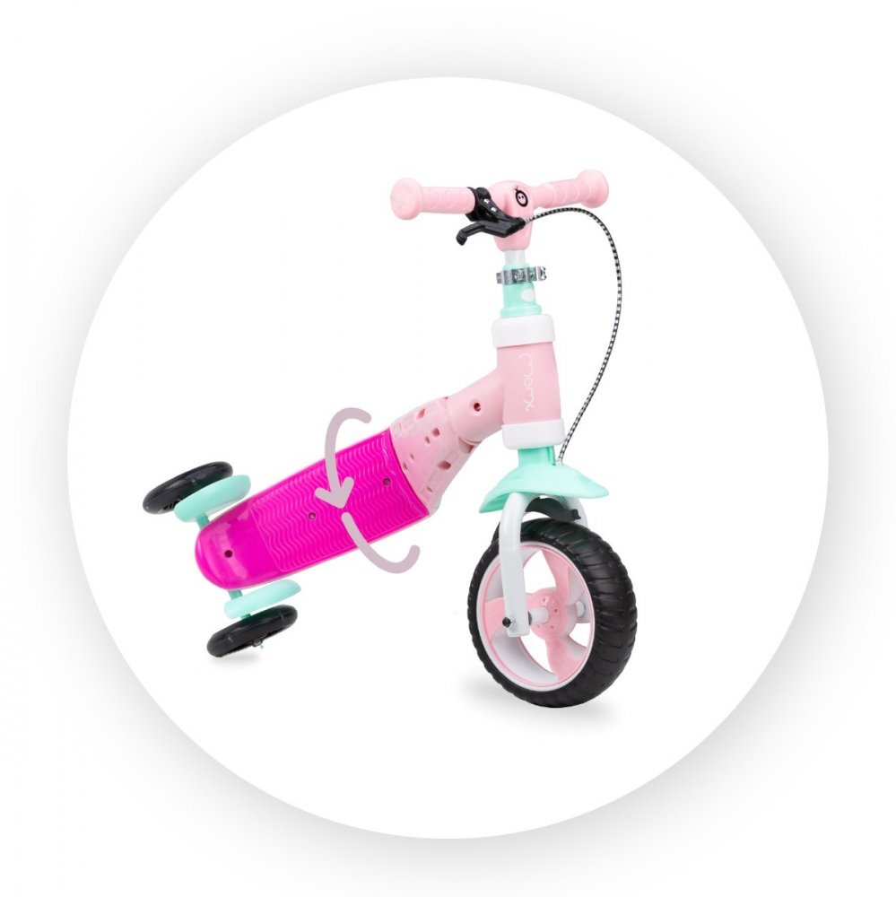 Momi Trotineta transformabila 2 in 1 Elios Pink lumini LED ghidon reglabil platforma antiderapanta greutate suportata 25 kg