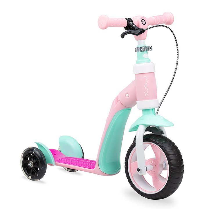 Momi Trotineta transformabila 2 in 1 Elios Pink lumini LED ghidon reglabil platforma antiderapanta greutate suportata 25 kg