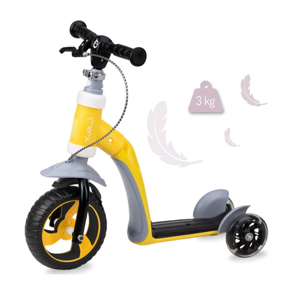 Momi Trotineta transformabila 2 in 1 Elios Yellow lumini LED ghidon reglabil platforma antiderapanta greutate suportata 25 kg