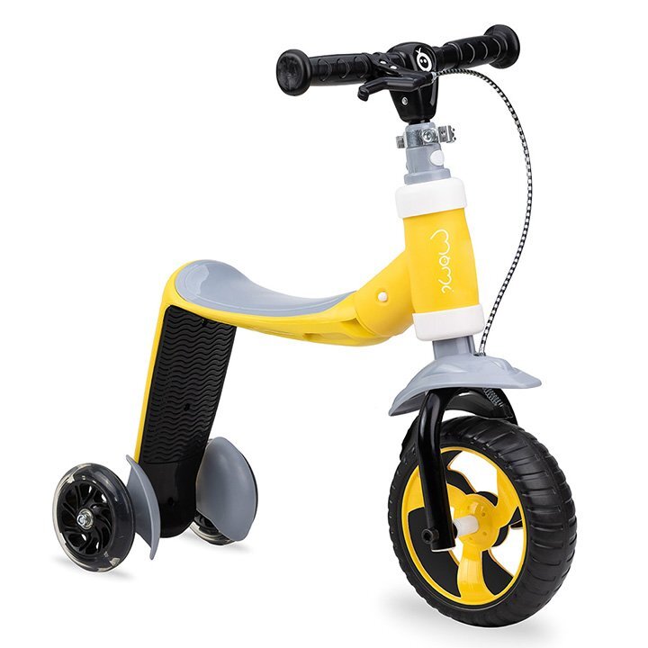 Momi Trotineta transformabila 2 in 1 Elios Yellow lumini LED ghidon reglabil platforma antiderapanta greutate suportata 25 kg