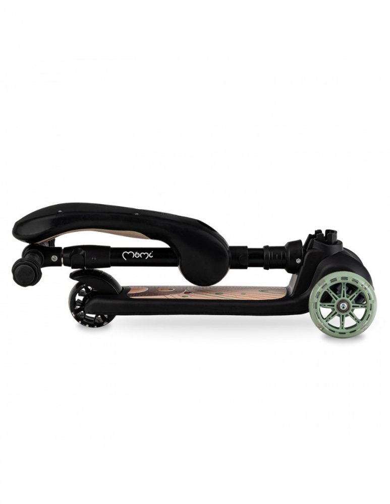 Momi Trotineta transformabila 2in1 Kiuru Black ghidon reglabil pliabila scaun reglabil lumini LED greutate suportata 50 kg varsta 3 ani+