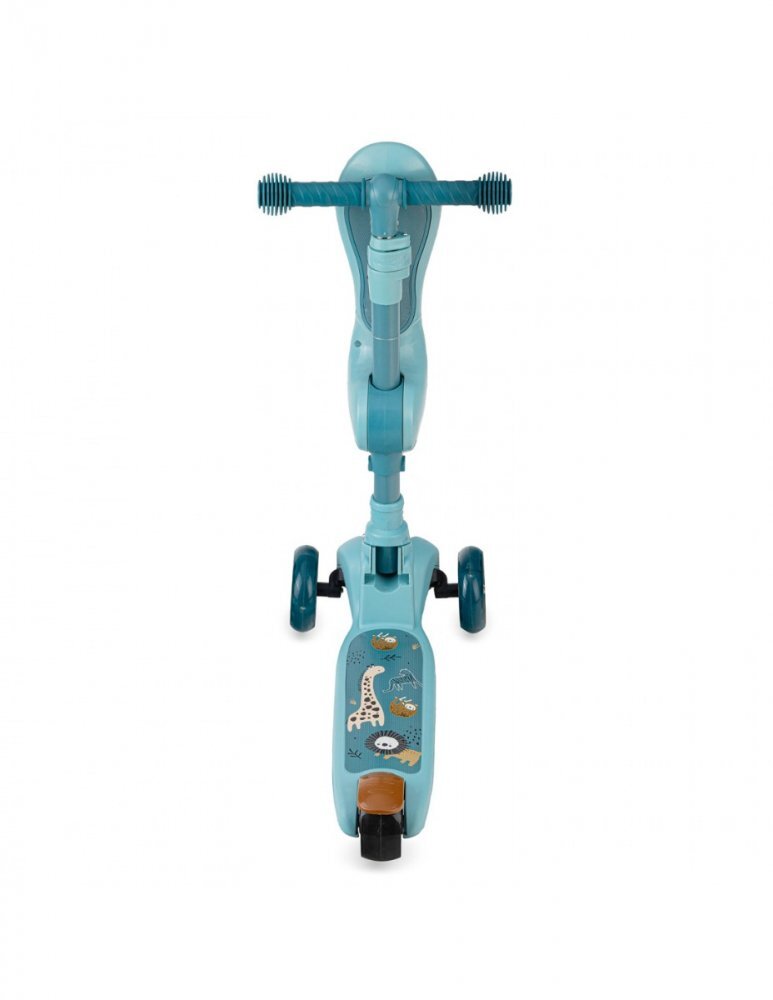 Momi Trotineta transformabila 2in1 Kiuru Blue ghidon reglabil pliabila scaun reglabil lumini LED greutate suportata 50 kg varsta 3 ani+
