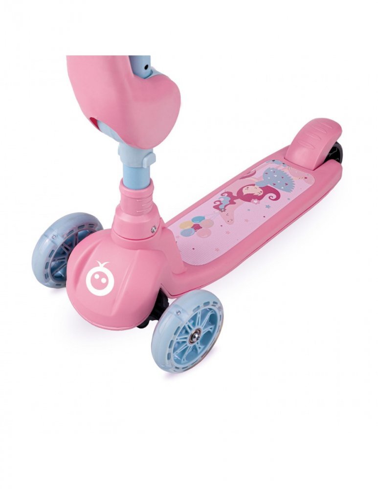 Momi Trotineta transformabila 2in1 Kiuru Pink hidon reglabil pliabila scaun reglabil lumini LED greutate suportata 50 kg varsta 3 ani+