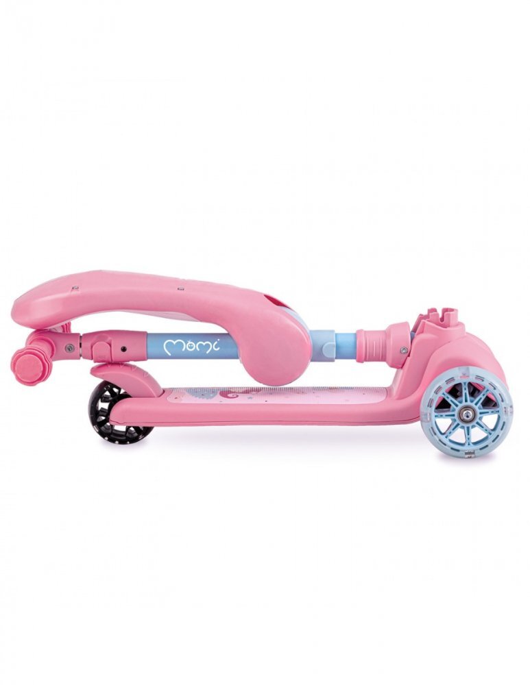 Momi Trotineta transformabila 2in1 Kiuru Pink hidon reglabil pliabila scaun reglabil lumini LED greutate suportata 50 kg varsta 3 ani+