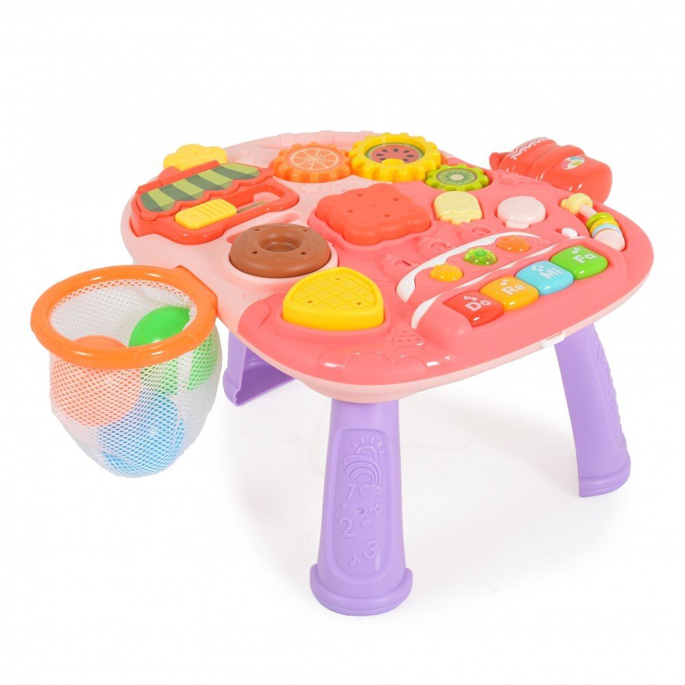 MONI Antepremergator educativ 2 in1 cu cosulet bile si functii muzicale Pink