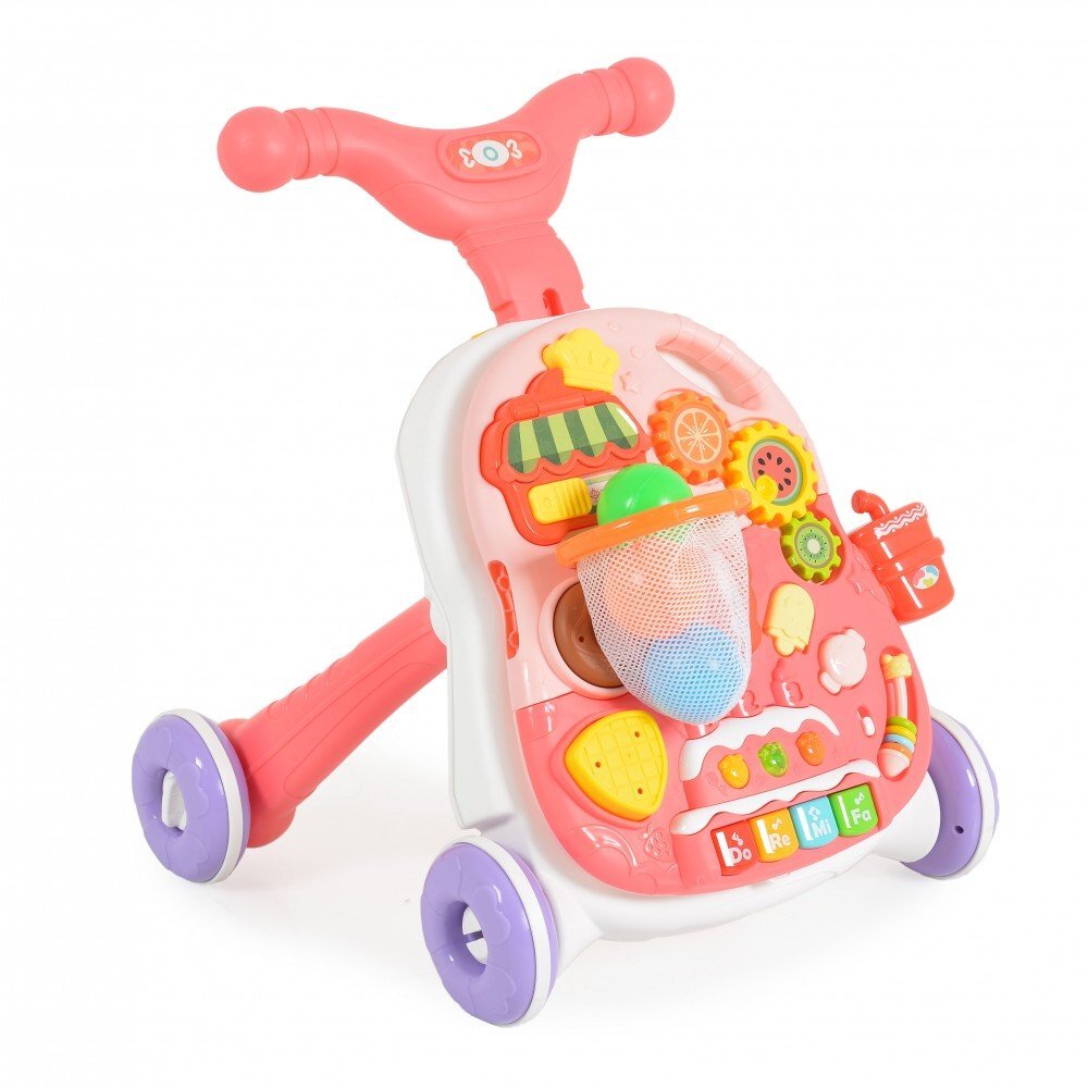 MONI Antepremergator educativ 2 in1 cu cosulet bile si functii muzicale Pink