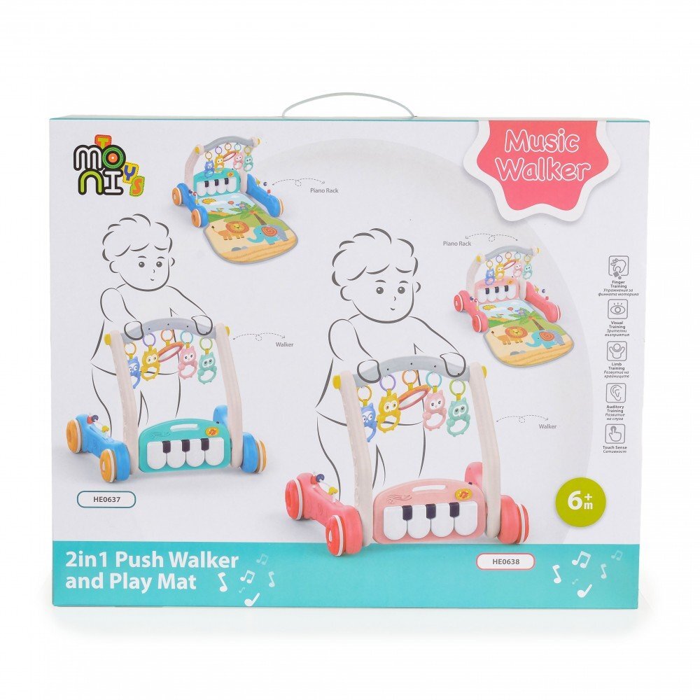 MONI Antepremergator si centru de activitati 2in1 Piano Pink