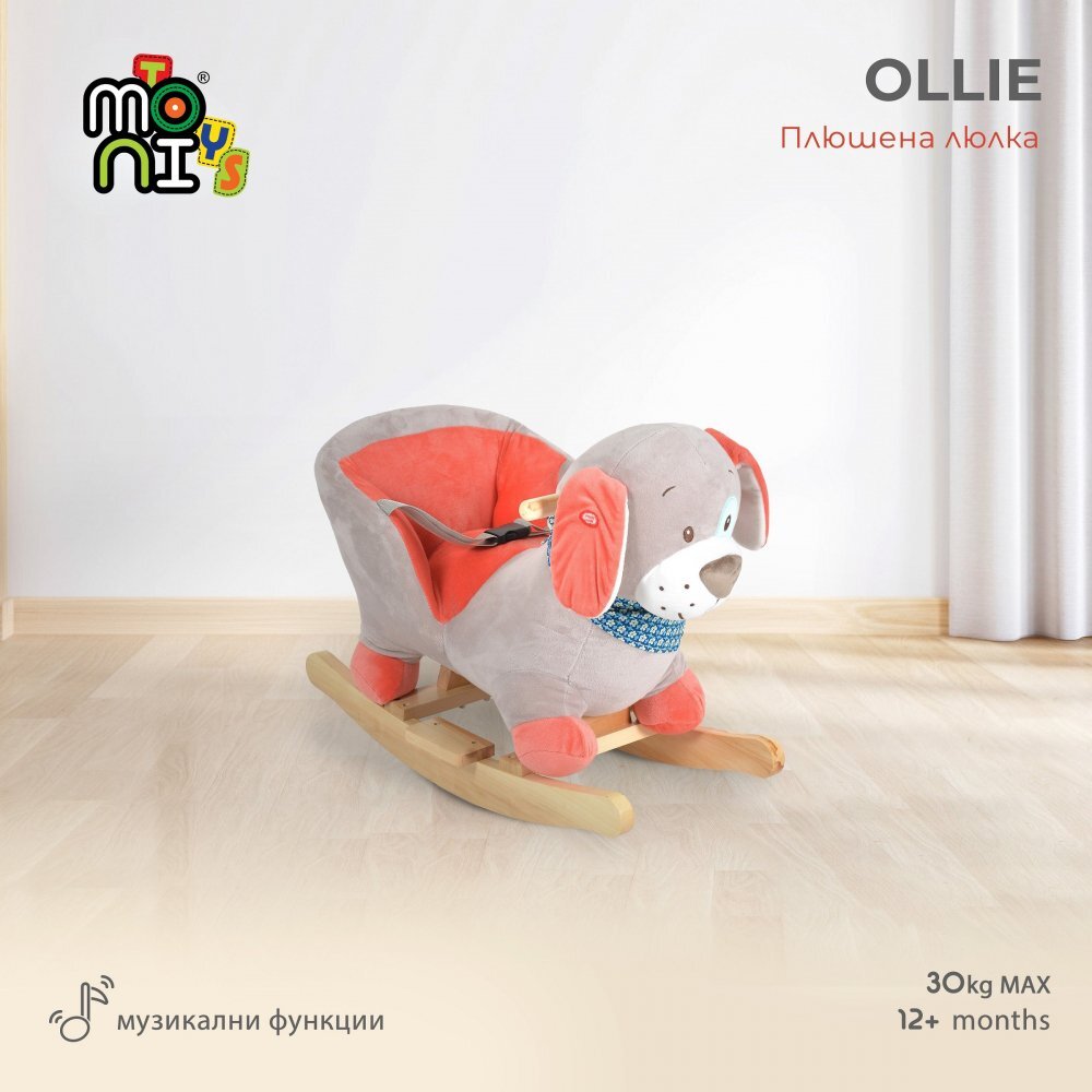 MONI Balansoar din plus Ollie cu scaunel si spatar centura de siguranta functii muzicale greutate admisa 30 kg dimensiune 60x33x49 cm