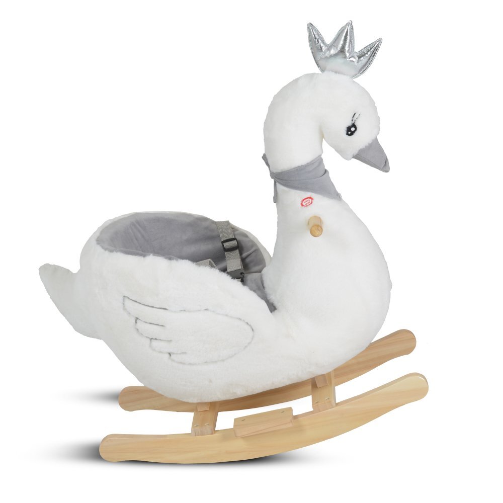 MONI Balansoar din plus Swan White cu scaunel si spatar centura de siguranta functii muzicale greutate admisa 30 kg dimensiune 64x37x72 cm