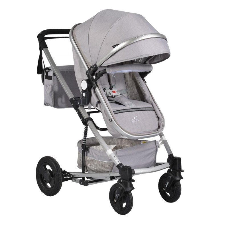 MONI Carucior 2 in 1 transformabil Gigi Light Grey cu sezut reversibilroti rezistentehusa picioare si geanta mamici inclusepliere usoaracadru rezistent din aluminiucapotina mare