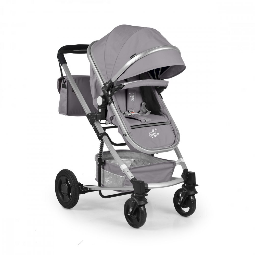 MONI Carucior 2 in 1 transformabil Gigi Light Grey cu sezut reversibilroti rezistentehusa picioare si geanta mamici inclusepliere usoaracadru rezistent din aluminiucapotina mare
