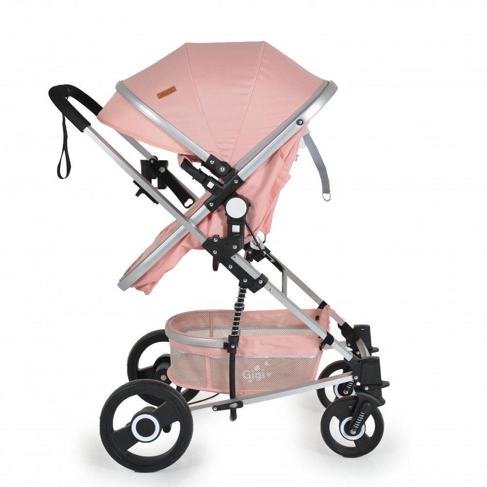 MONI Carucior 2 in 1 transformabil Gigi Pink cu sezut reversibilroti rezistentehusa picioare si geanta mamici inclusepliere usoaracadru rezistent din aluminiucapotina mare