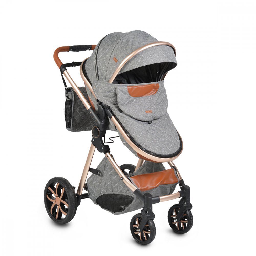 MONI Carucior 2in1 transformabil Alma Dark Grey cu Sezut reversibilCadru din aluminiuRoti EVA rezistente cu suspensiiFranaCapotina cu vizierSpatar reglabilCentura de sigurantaCos de cumparaturiHusa picioare si Geanta